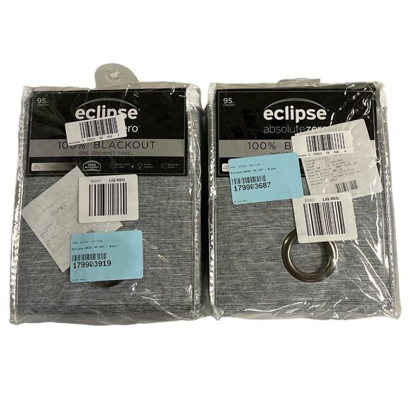 Eclipse Andes Blackout Grommet Top Single Curtain Panel Charcoal‎ 50x95 Set Of 2 - Picture 6 of 6